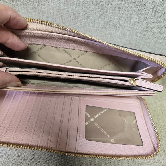 Michael Kors Jet Set Travel Continental Leather Wallet - Soft Pink 8" X 4" - Picture 12 of 16